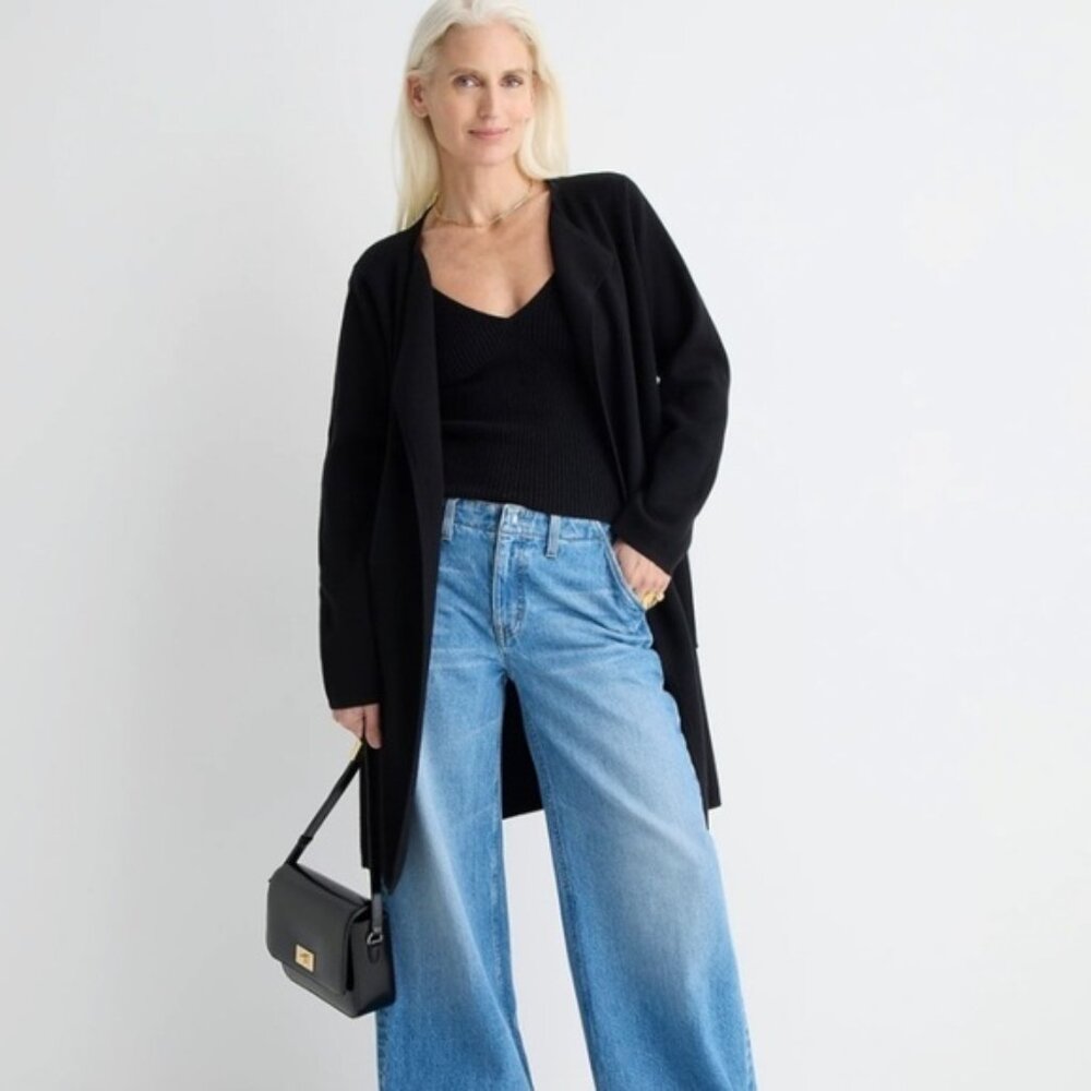 J crew Juliette collarless sweater blazer black size m